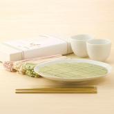 【ざるうどんセット】彩 - SAI(うどん白・桜・緑+桜花漬+紅白あられ+鰹節+麺つゆ)